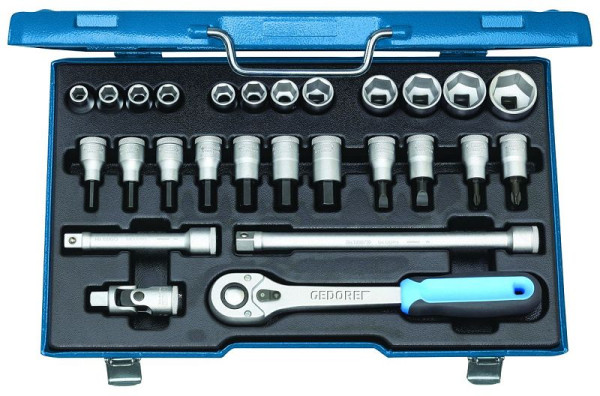 GEDORE dopsleutelset 1/2", 27-delig, zeskant-UD-profiel, 6139750