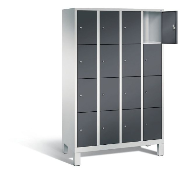 C+P lockerkast Evolo, H1850xB1190xD500mm, kleur: lichtgrijs / zwartgrijs, 48010-404 S10056