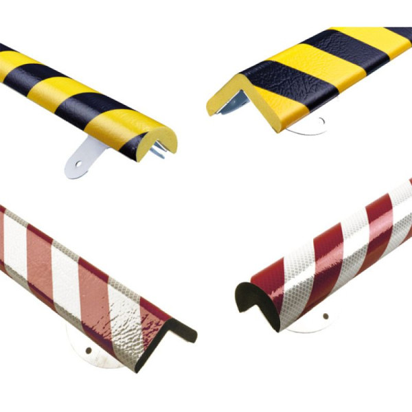 Stone HGS hoekbescherming -Protect- Knuffi® met RVS voet, extreem slijtvast, cirkel 35/35 mm, lengte 1000mm, rood/wit met retroreflecterende signaalfilm RA2-B, 33356