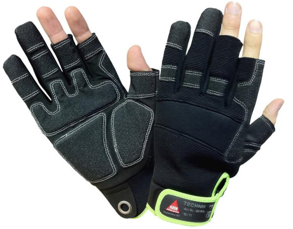 Hase Safety TECHNIK-3 Finger, Sicherheitshandschuhe aus Synthetikleder, Größe: 9, VE: 10 Paar, 421030-9
