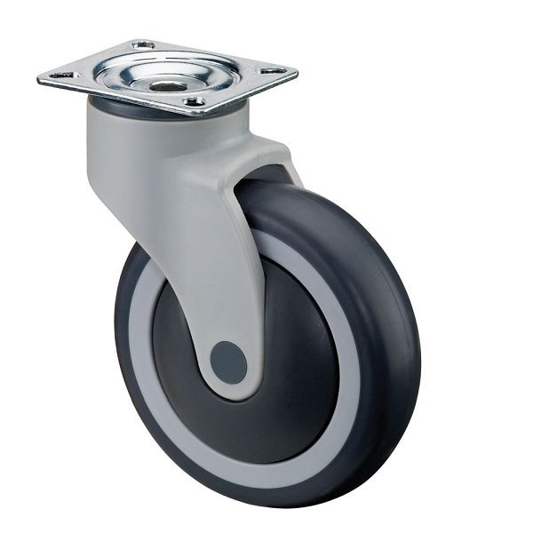 BS-rollen Kunststof rol, wielbreedte 32 mm, wiel-Ø 100 mm, draagvermogen 100 kg, grijs rubberen loopvlak, kogellager, VE = 2 stuks, C100.A82.100