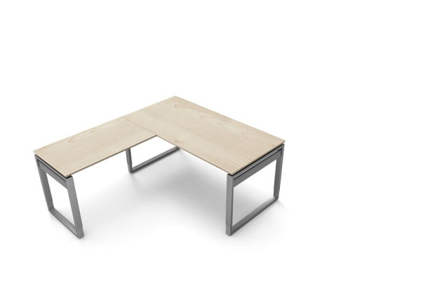 Kerkmann bureau B 1600 x D 800 x H 680-820 mm met aanschuiftafel, vorm 5, kleur: esdoorn, 11404950