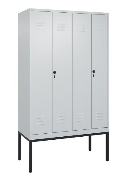 C+P Umkleidespind Classic PLUS SW, Gestell, 4 Abteile, 2120x1200x500mm, 7035/7035, Drehriegel, 0800327-40 S10009