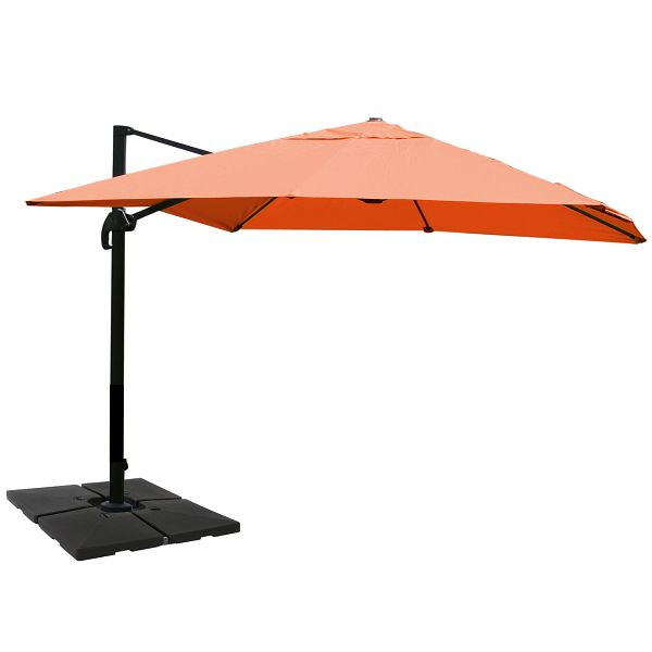 Mendler gastronomie verkeerslichtparaplu HWC-A96, parasol, 3x4m (Ø5m) polyester/aluminium 26kg, terracotta met standaard, 134330+35661