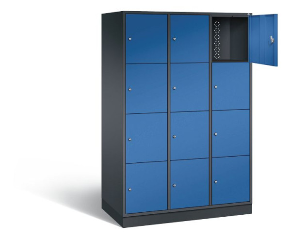 C+P XL lockerkast Intro, H1950xW1220xD590mm, kleur: zwartgrijs / gentiaanblauw, 8470-303 S10078