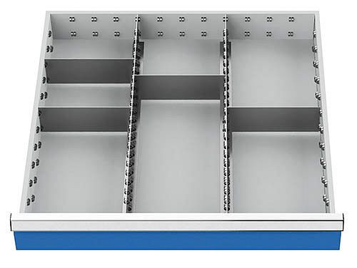 Bedrunka + Hirth lade-inzet, serie 700 middenvakrails, met 4 tussenschotten, 146BLH100A