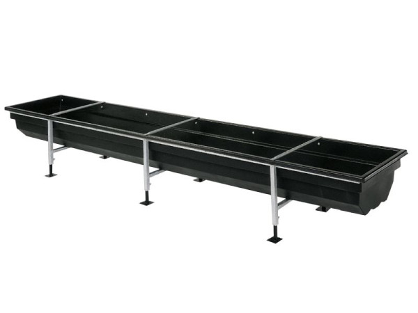 Growi voerbak van PE, 400 cm lang, met verstelbaar stalen frame, 10053710
