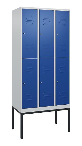 C+P dubbeldekskast Classic PLUS, frame, 3 vakken, 2120x900x500mm, 7035/5010, cilindersloten, 0803307-30 S10019