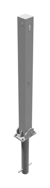 Schake afzetpaal stalen buis 70 x 70 mm opklapbaar, met profielcilinderslot, voor betoninzetting met bodemhuls, 470UZH