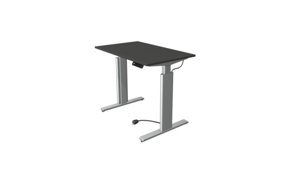 Kerkmann Move 3 zit-statafel zilver, B 1000 x D 600 mm, elektrisch in hoogte verstelbaar van 720-1200 mm, antraciet, 10231413