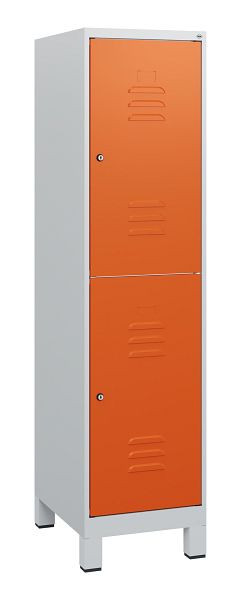C+P Doppelstöckiger Spind Classic PLUS, Füße, 1630x400x500mm, 7035/2004, Zylinderschlösser, 0803105-12 S10062