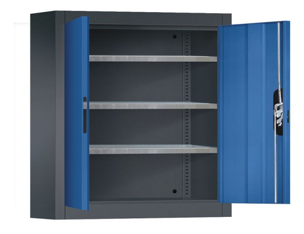 C+P wandkast serie 13, H830xB700xD300mm, kleur: zwartgrijs / gentiaanblauw, verzonken handgreep, 134013-22 S10178