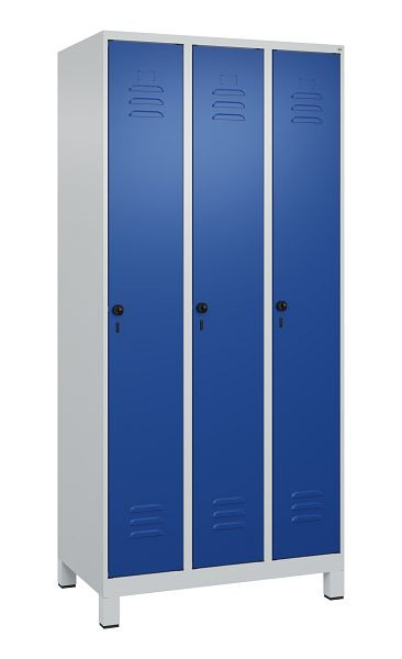 C+P luierkluis Classic PLUS met middenwand, voeten, 3 vakken, 1950x900x500mm, 7035/5010, veiligheidsdraaigrendel, 080010-30F S10003