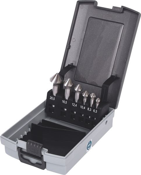 KS Tools HSS Co 5 kegelontbraamverzinkborenset, kunststof cassette 6-delig, 336.0456