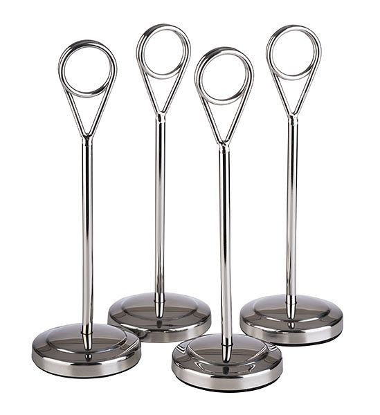 APS-kaarthouder, set van 4, Ø 5 cm, hoogte: 15,5 cm, roestvrij staal, hoogglans gepolijst, inclusief 20 zwarte labelkaarten, 71513