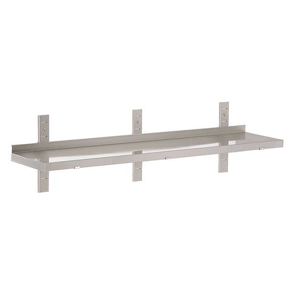 Gastro-Inox RVS AISI 430 wandplank, 1700x400mm, met 3 plankdragers en 3 muurbeugels, 303.238