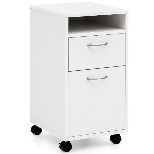 Wohnling rolcontainer wit 33x63x38 cm bureau onderkast hout, WL5.901