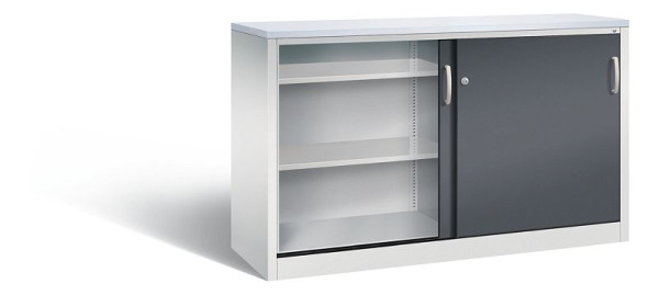 C+P dressoir met schuifdeuren Acurado, H1000xB1600xD500mm, kleur: lichtgrijs/zwartgrijs, beugelgreep, 2156-00 S10096