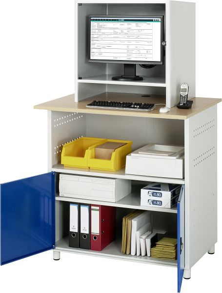 RAU computertafel - model 1022, B1100 x D800 x H1810 mm, monitorbehuizing B720 x D550 x H710 mm, 07-1022M5S.11