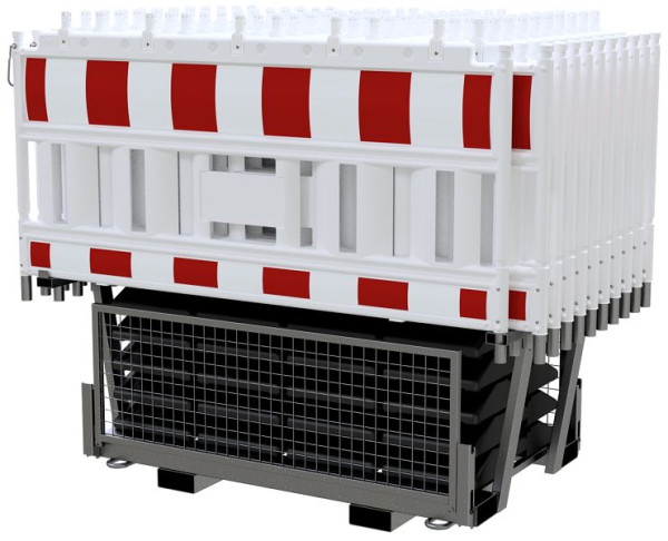 Schake slagboom SET 4, 1x dubbele pallet, 20x slagboom NOX LIGHT, met lampadapter, rood/witte film, 33520KA2-SET4