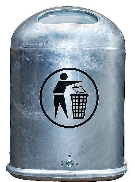 Renner ovale afvalbak, inhoud ca. 45 liter, met bodemlediging, zelfsluitende veerklep in de sleuf, thermisch verzinkt, 7034-00FV