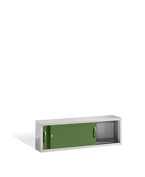 C+P bovenkast Acurado, H500xB1600xD400mm, kleur: lichtgrijs / reseda groen, beugelgreep, 1 niveau, 2144-00 S10078