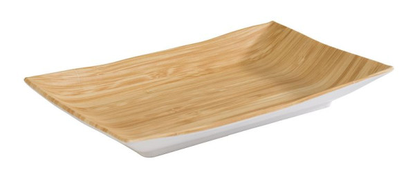 APS dienblad -BAMBOE-, 21 x 13 cm, hoogte: 3 cm, melamine, binnenkant: bamboe-look, buitenkant: wit, 84806