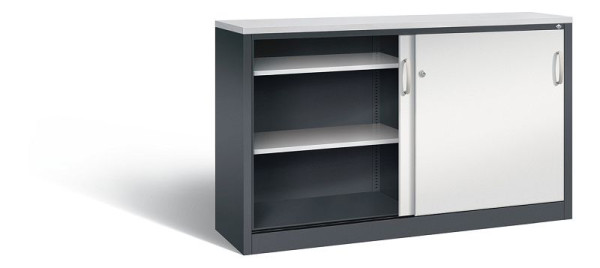 C+P dressoir met schuifdeuren Acurado, H1000xB1600xD400mm, kleur: zwartgrijs/lichtgrijs, beugelgreep, 2146-00 S10158