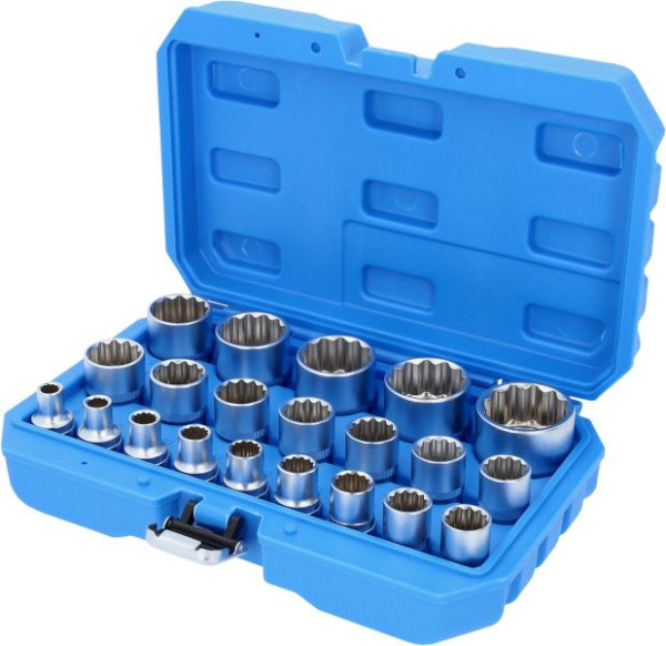 Brilliant Tools 1/2" dopsleutelset, twaalfkant, kort, 21-delig, 8 - 36 mm, BT022405