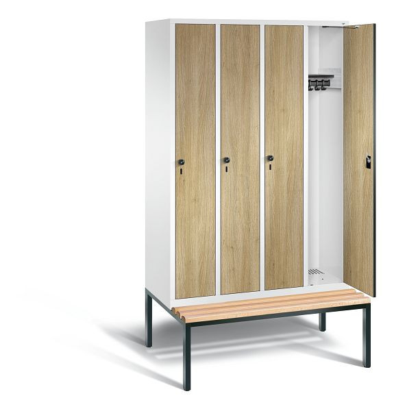 C+P Evolo kleerkast, H2090xB1190xD815mm, kleur: verkeerswit / decor eiken Sereno, 48050-40 S10639