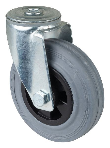 BS-rollen transportrol, wielbreedte 37,5 mm, wiel-Ø 125 mm, draagvermogen 100 kg, grijs rubberen loopvlak, rollager, VE = 2 stuks, L101.B46.125
