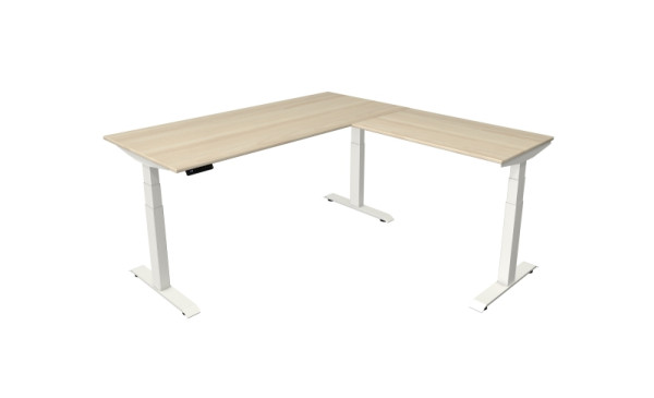 Kerkmann sta-/zittafel Move 4 nieuw 180 x 80 cm met verlengstuk 100 x 60 cm wit frame, esdoorn tafelblad, 10093150