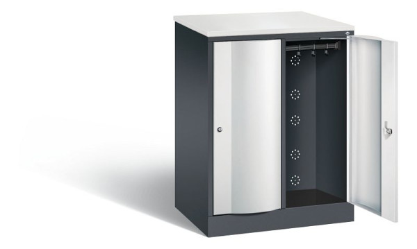 C+P garderobekast Resisto, H1077xB772xD540mm, kleur: zwartgrijs/lichtgrijs, 8271-272 S10059