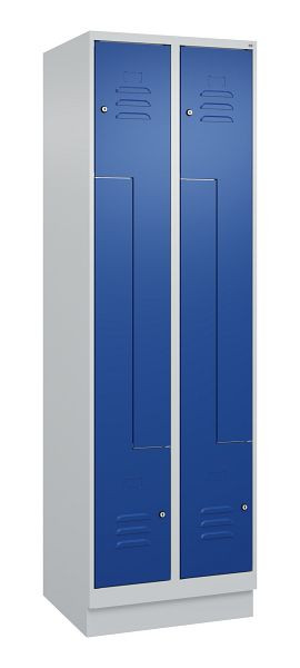 C+P Z-Spind Classic PLUS, C Z-Spind, Classic PLUS, voeten, 4 compartimenten, 1950x600x500mm, 7035/5010, cilindersloten, 080013-204 S10018