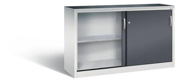 C+P schuifdeurkast Acurado, H1000xB1600xD500mm, kleur: lichtgrijs/zwartgrijs, beugelgreep, 2156-09 S10069