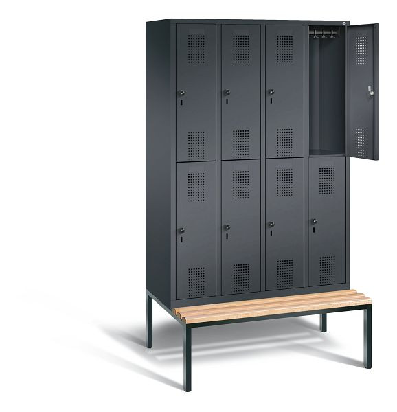 C+P locker dubbeldekker Evolo, H2090xB1190xD815mm, kleur: zwart-grijs, 48350-40 S10048