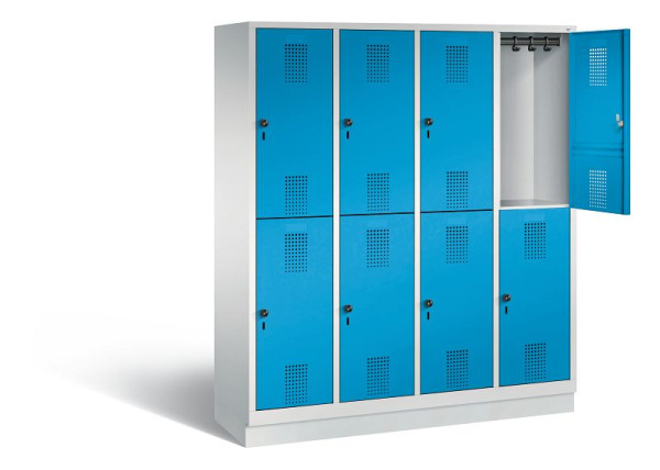 C+P locker dubbellaags Evolo, H1800xB1590xD500mm, kleur: lichtgrijs/lichtblauw, 48320-42 S10063