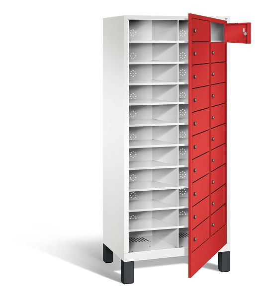 C+P wasverzamelkast Evolo, H1850xW810xD500mm, kleur: verkeerswit / vuurrood, 48060-210 S10139