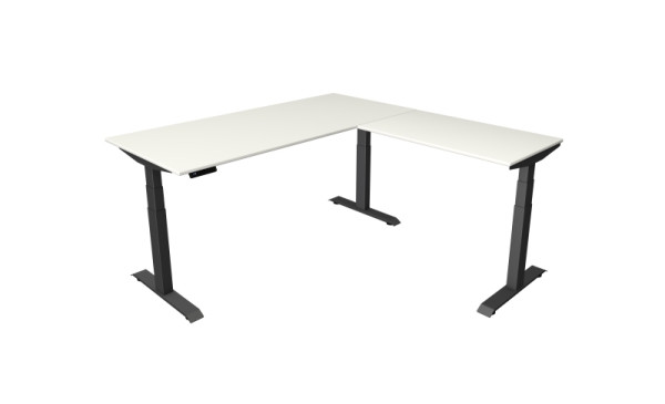 Kerkmann Move 4 zit-statafel, B 1800 x D 800 mm met aanbouwelement 1000 x 600 mm, elektrisch in hoogte verstelbaar van 640-1290 mm, wit, 10083110