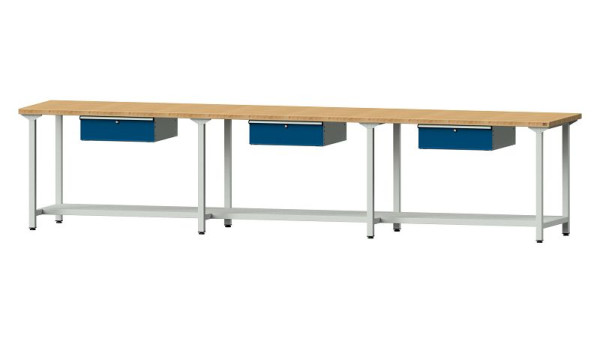 ANKE werkbanken werktafel, model 203, 4050 x 800 x 890 mm, RAL 7035/5010, BMP 40 mm, 401.533