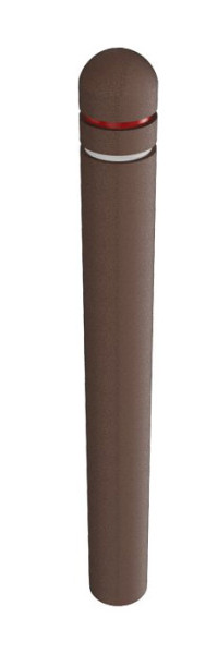 Schake recyclingpaal halfronde kop Ø 150 mm, tuinpaal met 2 uitsparingen 15 mm breed en 2 reflectorbanden bovenaan rood, onderaan wit, 4014151