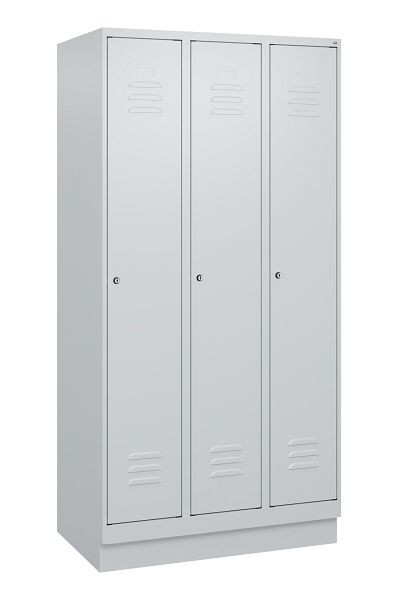 C+P luierkastje Classic PLUS met middenwand, bodem, 3 vakken, 1800x900x500mm, 7035/7035, cilindersloten, 0800207-30F S10024