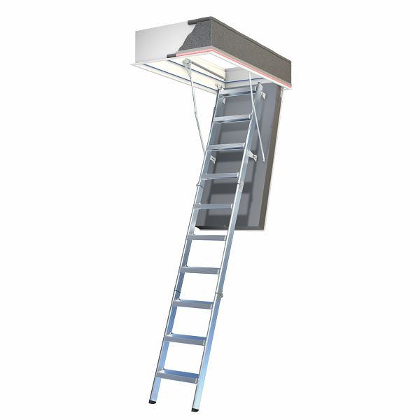 Wellhöfer AluDrei zoldertrap met hittebescherming WSPH, plafondopening 140 x 70 cm, vrije ruimtehoogte 259 - 271 cm, 296000157