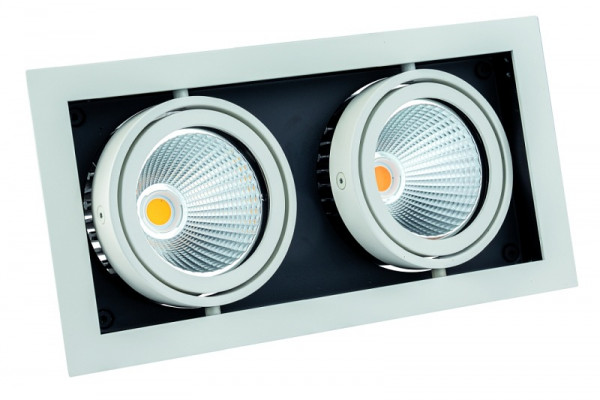 rutec Projekt CORU - 80K LED - inbouwspot, cardanisch, vierkant, IP20 - wit, 2-vlammig, PEG505