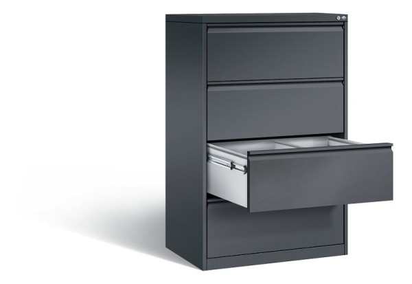 C+P hangmappenkast Acurado, H1357xB787xD590mm, kleur: zwart-grijs, handgreep, 12934-312 S10001
