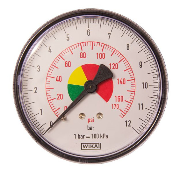 ELMAG manometer 0-12 bar Ø 63 mm, AG 1/4' bodem voor bandenpomp, 42229