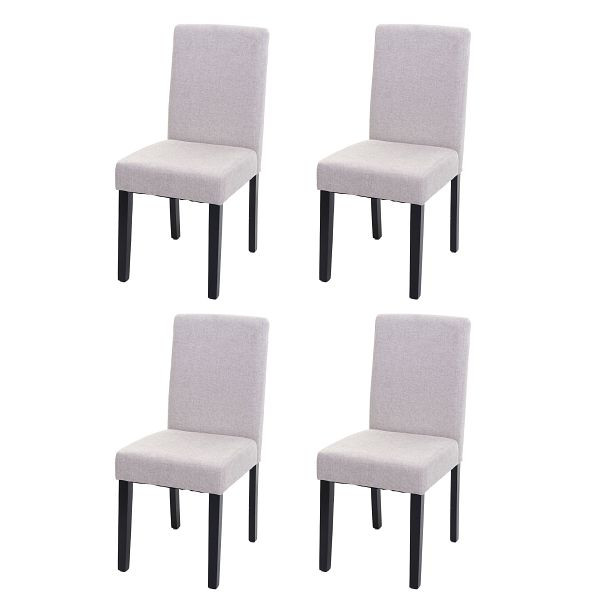 Mendler set van 4 eetkamerstoelen, keukenstoelen, Littau, textiel, creme-beige, donkere poten, 74556