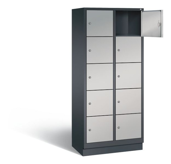 C+P lockerkast Evolo, H1800xW810xD500mm, kleur: zwart-grijs/wit aluminium, 48020-225 S10110