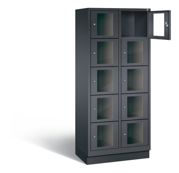 C+P lockerkast Classic, H1800xB810xD500mm, kleur: zwart-grijs, 8020A225 S10015
