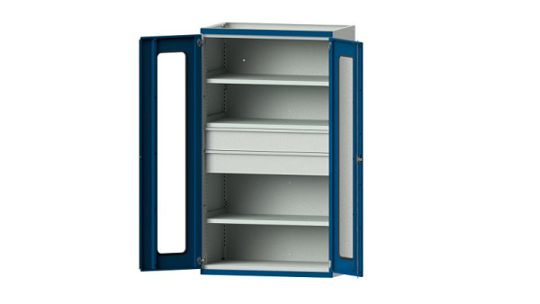 ANKE werkbanken, zware kast, model 102, 1085 x 630 x 1950 mm, zichtvlak van plexiglas, RAL 7035/5010, 620.032